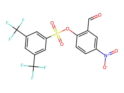 2-Formyl-4-nitrophenyl 3,5-di(trifluoromethyl)benzene-1-sulphonate structure