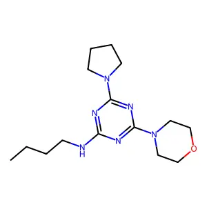 N-butyl-4-morpholin-4-yl-6-pyrrolidin-1-yl-1,3,5-triazin-2-amine structure