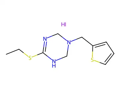 6-(Ethylthio)-3-(2-thienylmethyl)-1,2,3,4-tetrahydro-1,3,5-triazine hydroiodide structure