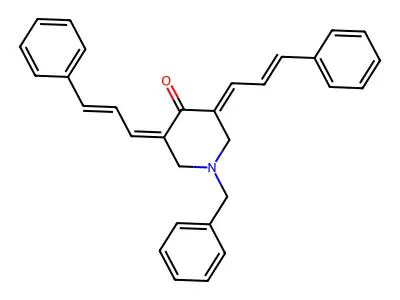 1-Benzyl-3,5-bis(3-phenylprop-2-en-1-ylidene)piperidin-4-one structure
