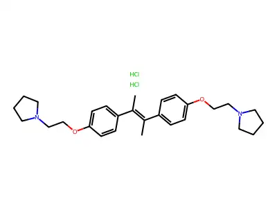 trans-1,1'-((Dimethylvinylene)bis(p-phenyleneoxy))dipyrrolidine dihydrochloride structure