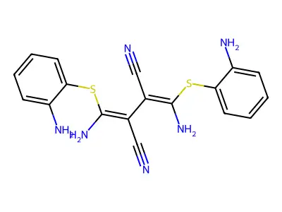 (2E,3Z)-2,3-bis[amino-(2-aminophenyl)sulfanylmethylidene]butanedinitrile structure