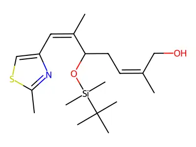 (-)-(2Z,5S,6E)-5-{[tert-Butyl(dimethyl)silyl]oxy}-2,6-dimethyl-7-(2-methyl-1,3-thiazol-4-yl)hepta-2,6-dien-1-ol structure