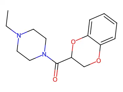 2H,3H-benzo[e]1,4-dioxin-2-yl 4-ethylpiperazinyl ketone structure