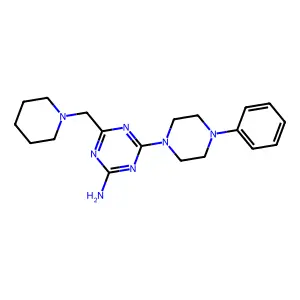 4-(4-Phenyl-1-piperazinyl)-6-(1-piperidinylmethyl)-1,3,5-triazin-2-amine structure