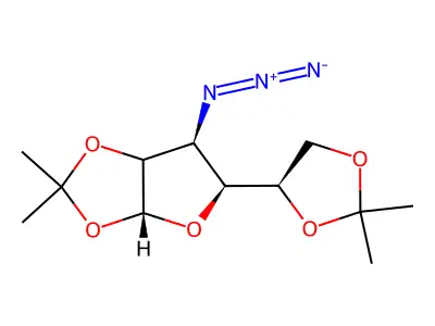 6-azido-5-(2,2-dimethyl-1,3-dioxolan-4-yl)-2,2-dimethyl-3a,5,6,6a-tetrahydrofuro[2,3-d][1,3]dioxole structure