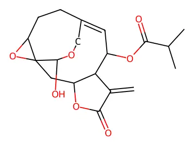 [(9E)-15-hydroxy-6-methylidene-5-oxo-4,14,16-trioxatetracyclo[8.4.3.01,13.03,7]heptadec-9-en-8-yl] 2-methylpropanoate structure