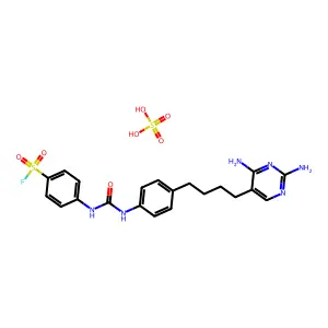 4-(3-(4-(4-(2,4-Diaminopyrimidin-5-yl)butyl)phenyl)ureido)benzene-1-sulfonyl fluoride sulfate structure
