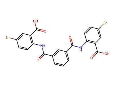 5-Bromo-2-[[3-[(4-bromo-2-carboxy-phenyl)carbamoyl]benzoyl]amino]benzoic acid structure