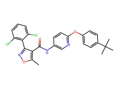 3-(2,6-dichlorophenyl)-5-methyl-N-[6-(4-tert-butylphenoxy)pyridin-3-yl]-1,2-oxazole-4-carboxamide structure