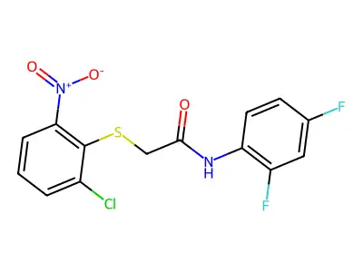 2-[(2-Chloro-6-nitrophenyl)thio]-N-(2,4-difluorophenyl)acetamide structure