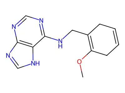 N-[(2-methoxycyclohexa-1,4-dien-1-yl)methyl]-7H-purin-6-amine structure
