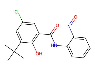 5-Chloro-3-tert-butyl-2'-nitrososalicylanilide structure