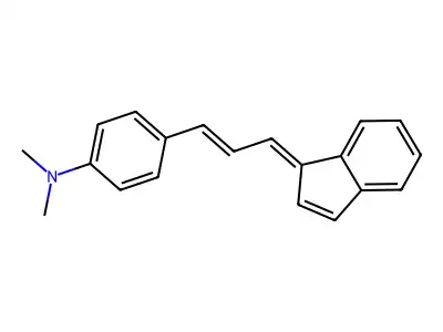 4-(3-inden-1-ylideneprop-1-enyl)-N,N-dimethylaniline structure
