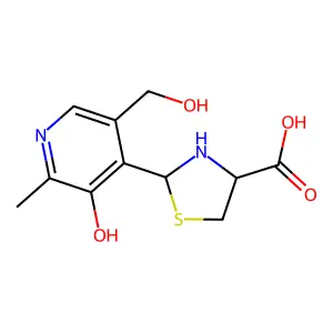 2-[3-hydroxy-5-(hydroxymethyl)-2-methylpyridin-4-yl]-1,3-thiazolidine-4-carboxylic acid structure