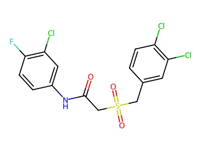 N-(3-Chloro-4-fluorophenyl)-2-(((3,4-dichlorophenyl)methyl)sulfonyl)acetamide structure