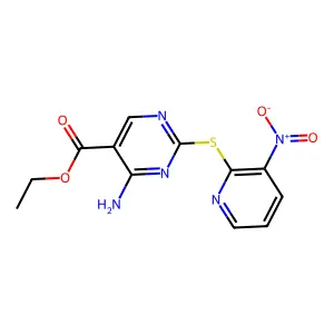 Ethyl 4-amino-2-[(3-nitropyridin-2-yl)sulfanyl]pyrimidine-5-carboxylate structure
