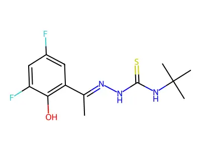 1-Tert-butyl-3-[1-(3,5-difluoro-2-hydroxyphenyl)ethylideneamino]thiourea structure