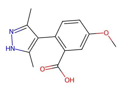 2-(3,5-dimethyl-1H-pyrazol-4-yl)-5-methoxybenzoic acid structure