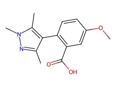 5-methoxy-2-(1,3,5-trimethyl-1H-pyrazol-4-yl)benzoic acid structure