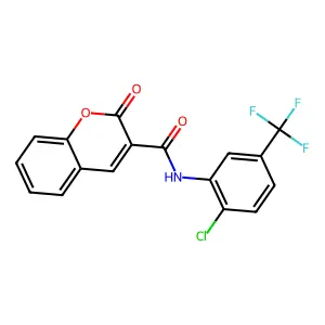 N-[2-chloro-5-(trifluoromethyl)phenyl]-2-oxo-2H-chromene-3-carboxamide structure