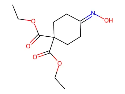 Diethyl 4-(hydroxyimino)cyclohexane-1,1-dicarboxylate structure