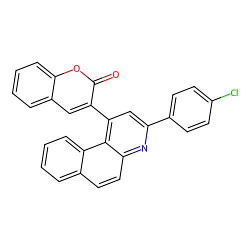 3-(3-(4-chlorophenyl)benzo[f]quinolin-1-yl)-2H-chromen-2-one structure