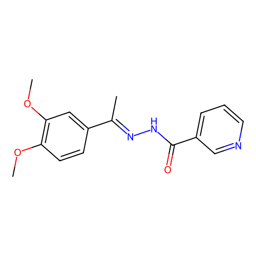 N'-[(1E)-1-(3,4-dimethoxyphenyl)ethylidene]pyridine-3-carbohydrazide structure