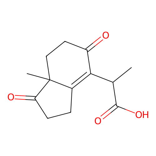 2-(7a-Methyl-1,5-dioxo-2,3,5,6,7,7a-hexahydro-1H-inden-4-yl)propanoic acid structure