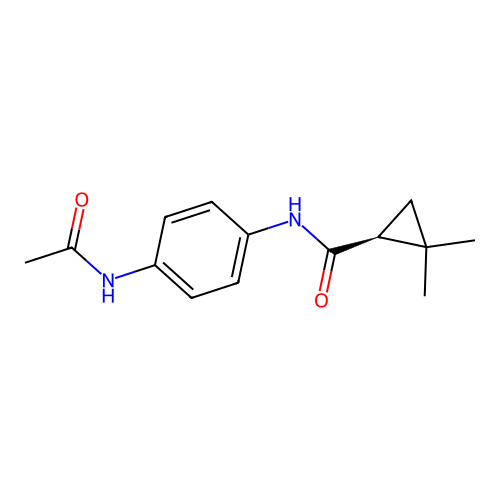 (1S)-N-(4-acetamidophenyl)-2,2-dimethylcyclopropane-1-carboxamide structure