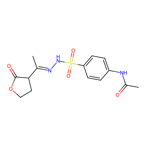 N-(4-(((2E)-2-(1-(2-Oxotetrahydrofuran-3-yl)ethylidene)hydrazino)sulfonyl)phenyl)acetamide structure