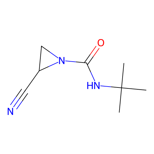 N-tert-butyl-2-cyanoaziridine-1-carboxamide structure