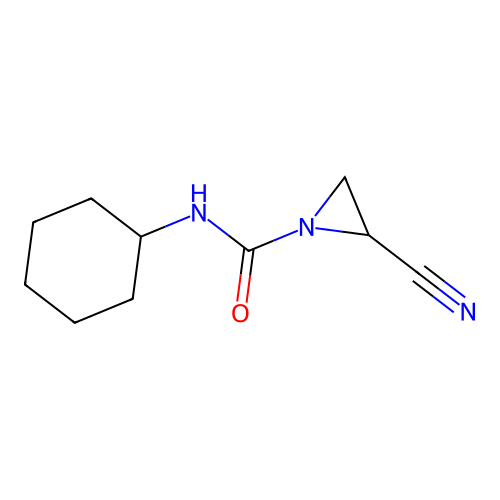 2-cyano-N-cyclohexylaziridine-1-carboxamide structure
