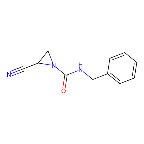 N-benzyl-2-cyanoaziridine-1-carboxamide structure