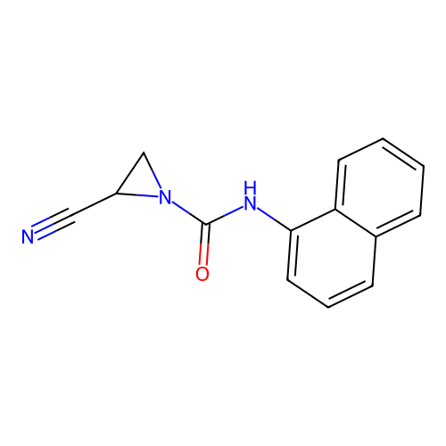 2-Cyano-N-naphthalen-1-ylaziridine-1-carboxamide structure
