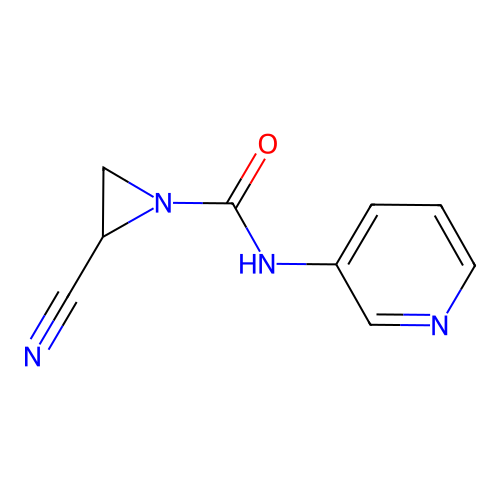 2-cyano-N-pyridin-3-ylaziridine-1-carboxamide structure