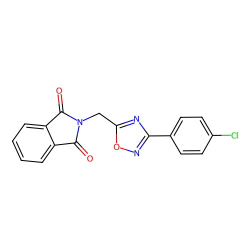 2-{[3-(4-chlorophenyl)-1,2,4-oxadiazol-5-yl]methyl}-1H-isoindole-1,3(2H)-dione structure