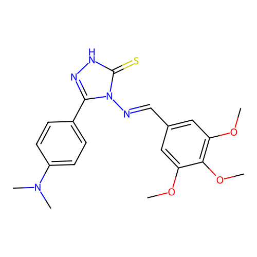 (E)-5-(4-(dimethylamino)phenyl)-4-((3,4,5-trimethoxybenzylidene)amino)-4H-1,2,4-triazole-3-thiol structure