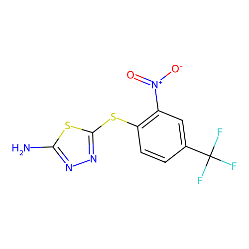 5-{[2-Nitro-4-(trifluoromethyl)phenyl]sulfanyl}-1,3,4-thiadiazol-2-amine structure
