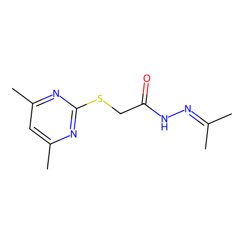 2-[(4,6-dimethylpyrimidin-2-yl)sulfanyl]-N'-(propan-2-ylidene)acetohydrazide structure