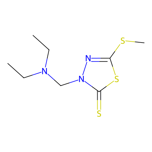 3-((diethylamino)methyl)-5-(methylthio)-1,3,4-thiadiazole-2(3H)-thione structure