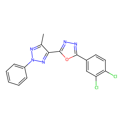 2-(3,4-Dichlorophenyl)-5-(5-methyl-2-phenyltriazol-4-yl)-1,3,4-oxadiazole structure