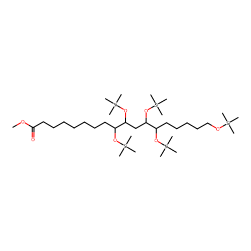 Octadecanoic acid, 9,10,12,13,18-pentakis(trimethylsiloxy)-, methyl ester structure