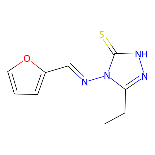 5-ethyl-4-[(2-furylmethylene)amino]-4H-1,2,4-triazole-3-thiol structure