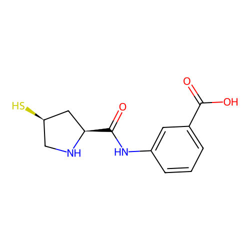 3-(((2S,4S)-4-Sulfanylpyrrolidine-2-carbonyl)amino)benzoic acid structure