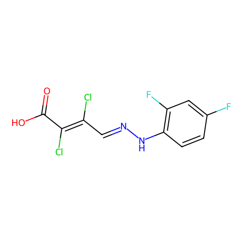2,3-Dichloro-4-[2-(2,4-difluorophenyl)hydrazono]but-2-enoic acid structure