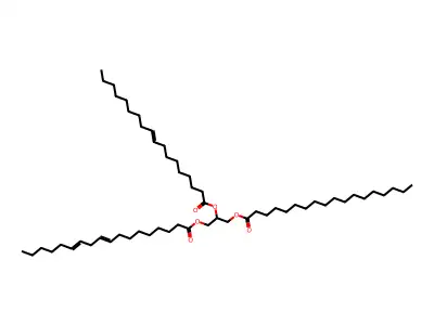 (3-Octadeca-9,12-dienoyloxy-2-octadec-9-enoyloxypropyl) octadecanoate structure