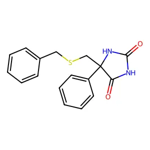Hydantoin, 5-((benzylthio)methyl)-5-phenyl- structure