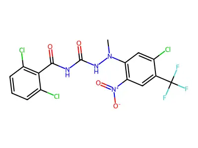 N1-(2,6-dichlorobenzoyl)-2-[5-chloro-2-nitro-4-(trifluoromethyl)phenyl]-2-methylhydrazine-1-carboxamide structure