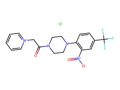 1-(4-[2-nitro-4-(trifluoromethyl)phenyl]piperazino)-2-pyridinium-1-ylethan-1-one chloride structure
